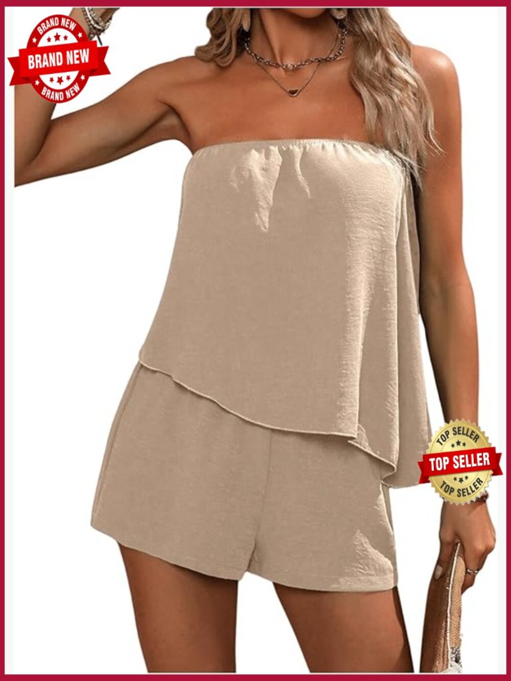 Sleeveless Asymmetrical Tube Top And Shorts Set